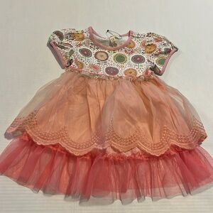 New-Matilda Jane-12-18 M-peach& pink-floral, short sleeve, crewneck,tutu dress.